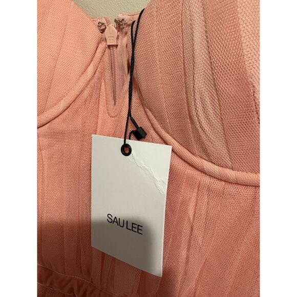 NWT Sau Lee Selina Tulle Bustier Fit & Flare Midi Dress Pink & Blush Womens US 8 - Picture 4 of 7